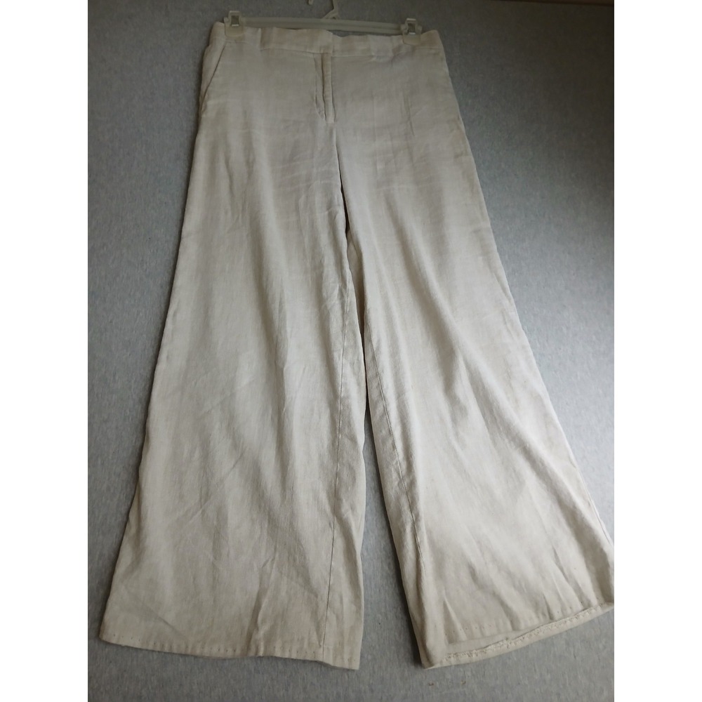 Ann Taylor Pants 6 Linen Wide Leg Trouser Office Work Career Corp Neutral